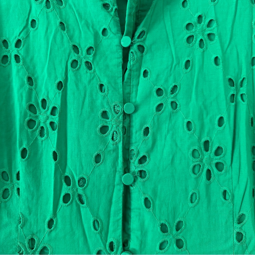 J.Crew Green Eyelet Ruffle Sleeve Dress - Picture 4 of 10